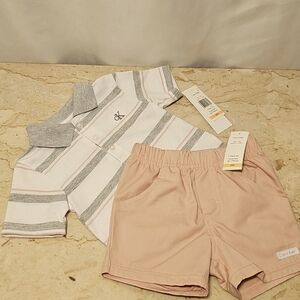 NWT Calvin Klein Boys 12-Mth Polo Shirt & Shorts Matching Set